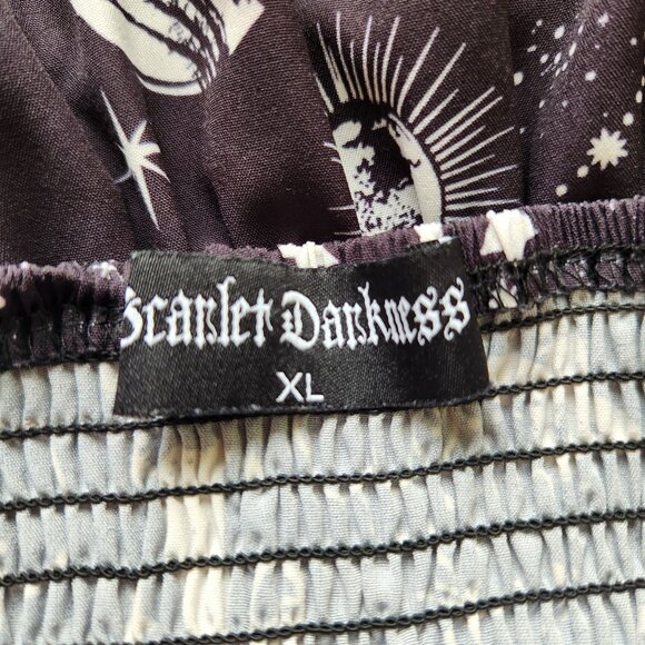 Scarlet Darkness Galaxy Print Dress Goth Steampunk Renaissance Festival Summer - Picture 7 of 13